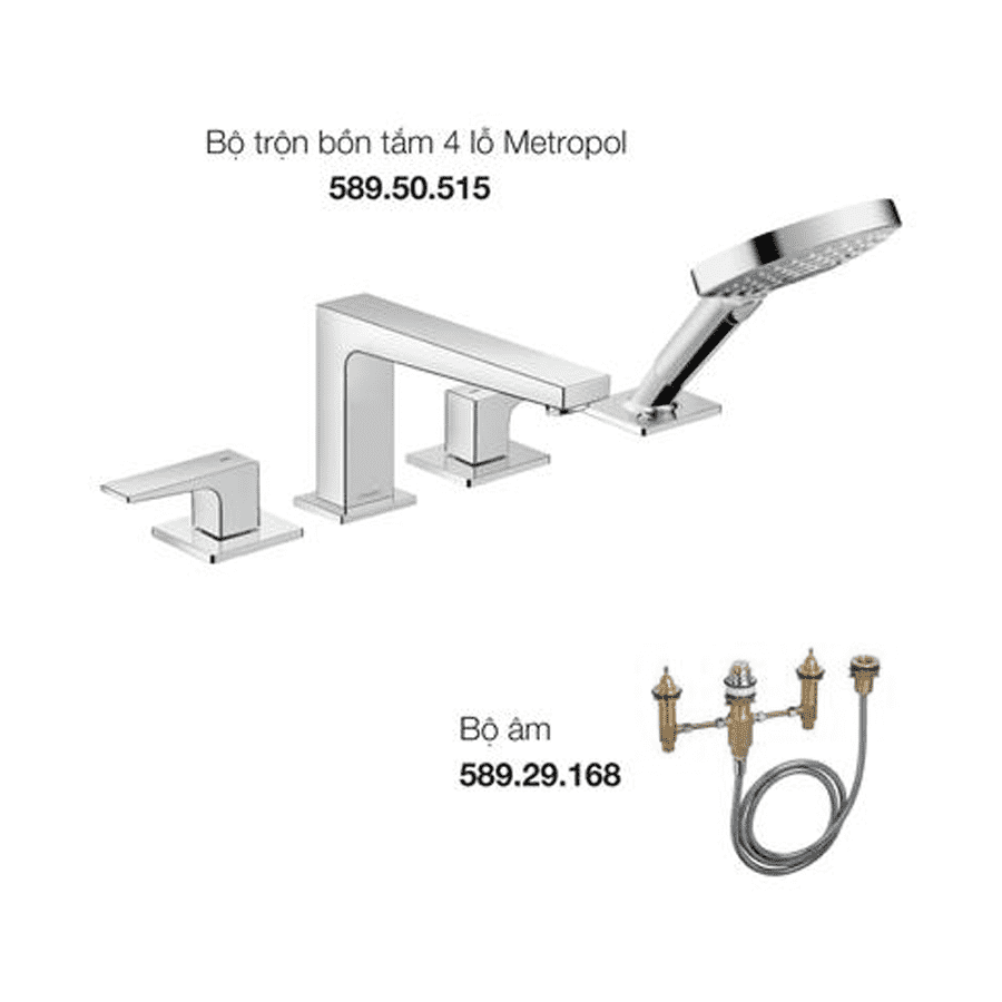 Bộ trộn bồn tắm 4 lỗ Metropol 589.50.522
